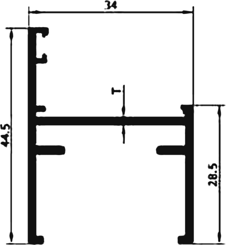 Cross-section drawing of the Outer Frame, 34 series section