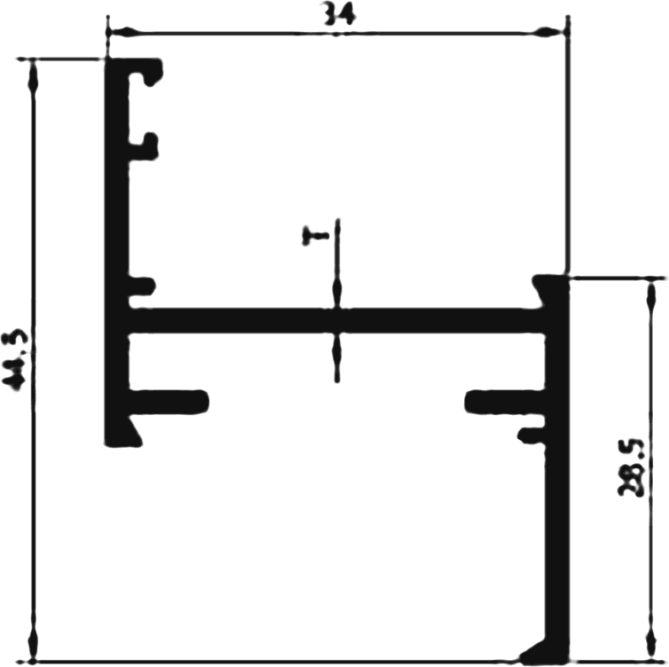 Cross-section drawing of the Shutter Frame, 34 series section