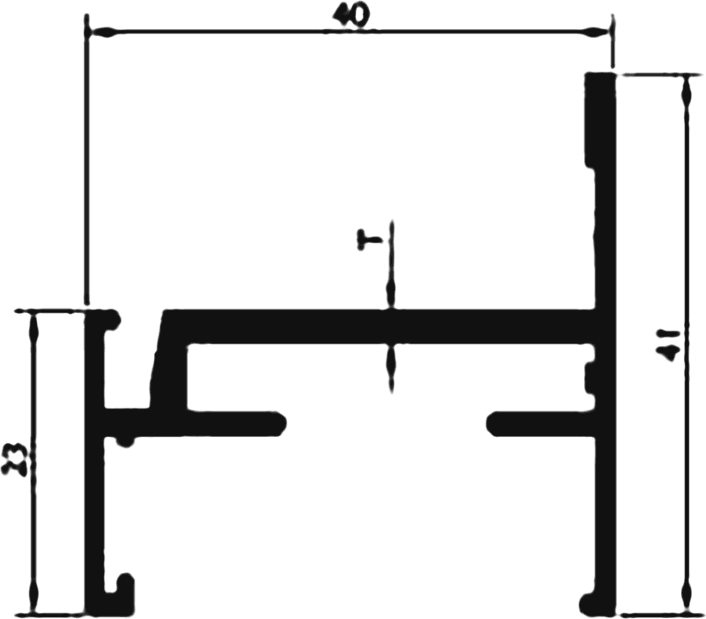 Cross-section drawing of the Outer Frame, 40 series section