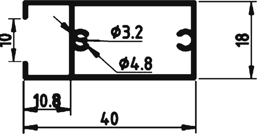 Cross-section drawing of the A Section, 18 mm series section