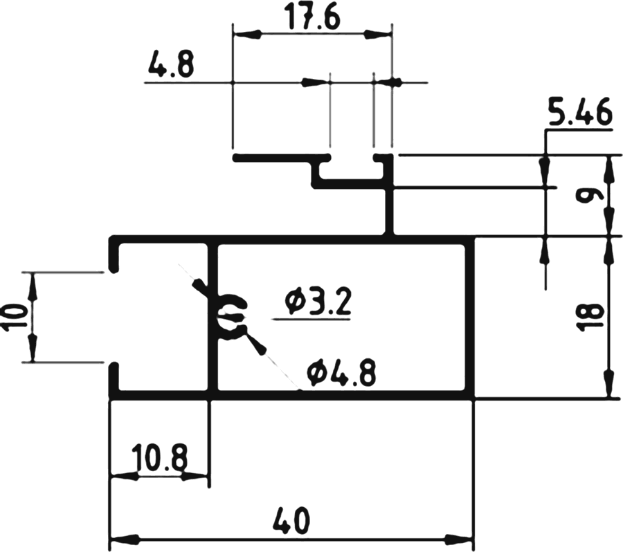 Cross-section drawing of the Interlock, 18 mm series section
