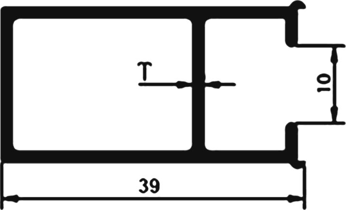 Cross-section drawing of the A Section, 20 mm series section