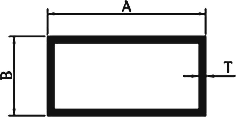 Cross-section drawing of the Rectangular Tube section